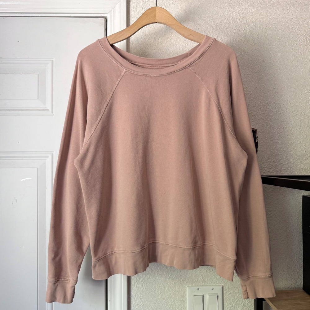 MATE blush dusty pink dyed cotton boxy oversized crew boat neck pullover sweater